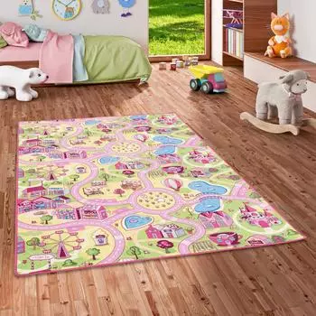 Snapstyle Kinder Spiel Stra&szlig;enteppich, rechteckig, rosa, 80x160cm