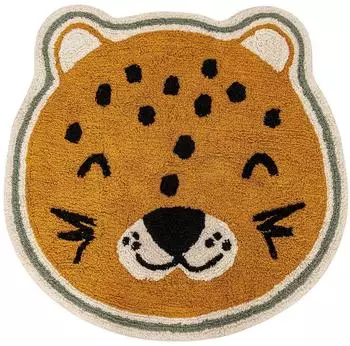 Atmosphera Kinderteppich Kori Leopard ockergelb, Ø 90cm