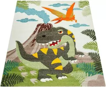 Paco Home Diamond 636 Kinderteppich 3D-Dinosaurier-Motiv, grün, 200x290cm (67424405-0)