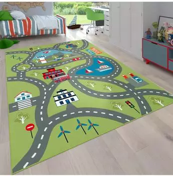 Paco Home Bino 562 Kinderteppich Kurzflor grün 200x200cm (562)