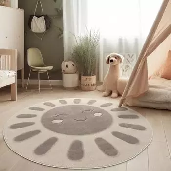 Paco Home Togo Kinderteppich rund, 3D-Effekt, creme (375)