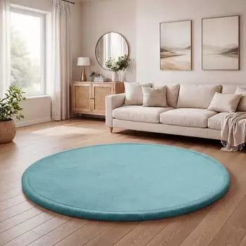 TT Home Krabbelmatte Kinderzimmer, rund, rutschfest, blau, 200cm