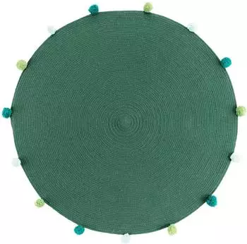 Douceur d'Int&eacute;rieur Pompomparty Kinderteppich rund, gr&uuml;n, &Oslash; 90cm (1609495)