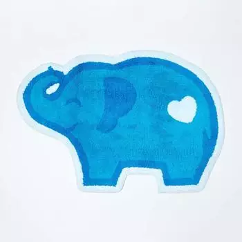 Homescapes Kinderteppich Blauer Elefant, 100% Baumwolle, 60x85cm