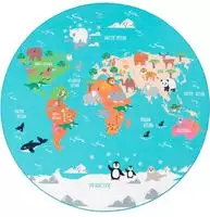 Paco Home Kinderteppich "Bino 564" rund 4 mm H&ouml;he Kurzflor, Motiv Weltkarte,
