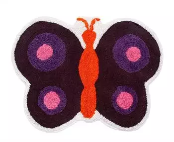 Homescapes Kinderteppich Schmetterling lila, 100% Baumwolle (RU1184)