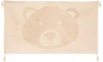 Atmosphera Kinderteppich Bär, Baumwolle mit Fransen, beige, 60x90cm (174290)