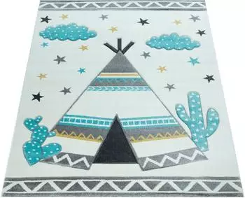 Paco Home Ela 215 Kinderteppich Kurzflor 3D-Design creme 133x133cm (36044214-0)