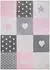 Tapiso Lazur Kinderteppich Kurzflor, Sterne & Herzen, rosa (80x150cm)