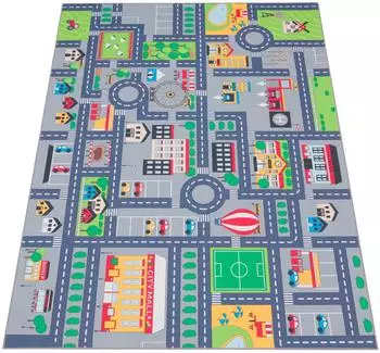 Paco Home Bino 576 Kinderteppich Kurzflor, grau, 160x220cm (48364927-0)