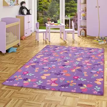 Snapstyle Kinder-Spielteppich Schmetterling, lila, 100x100cm