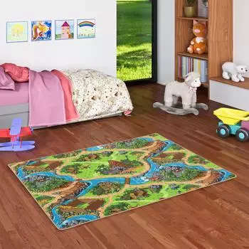 Snapstyle Kinderteppich Straßenteppich türkis, 80x160cm (4mm)