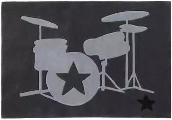 Gerster Rock Star Baby Kinderteppich, rechteckig, schwarz/grau, Oeko-Tex