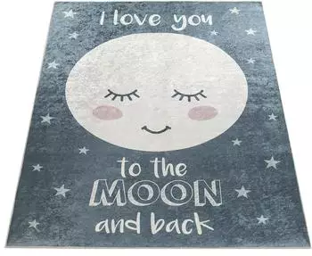 Paco Home Aleyna 103 Kinderteppich Mond-Motiv, grau, 80x150cm, Polyester (Aleyna 103)