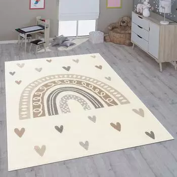 Paco Home Nino 887 Kinderteppich rund, beige, Kurzflor 13mm, Ø200cm (10243630-0)