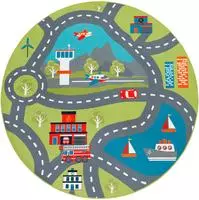 Paco Home Kinderteppich "Bino 562" rund 4 mm H&ouml;he Kurzflor, Stra&szlig;en-Spiel-Teppich,