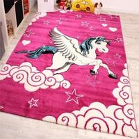 Paco Home - Kinderzimmer Teppich F&uuml;r Kinder Das Kleine Einhorn Pink Creme...