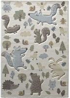 Sigikid Kinderteppich "Forest" rechteckig 13 mm H&ouml;he Wald Tiere Design, Kurzflor