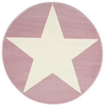 Livone Happy Rugs Shootingstar rund (ø 133 cm) rosa/weiß