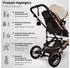 Kiduku 3 in 1 Kombi-Kinderwagen braun/gold