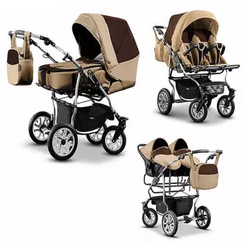 Baby Merc City Twin inkl. Autositz braun/beige
