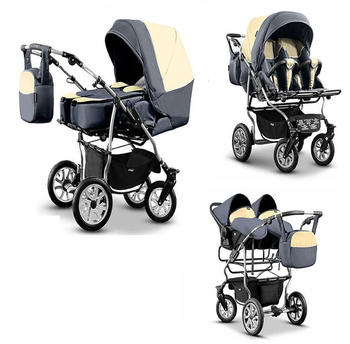 Baby Merc City Twin inkl. Autositz creme/grau