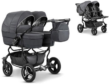 Baby Merc Zwillingskinderwagen 2 in 1 Twin Star dunkelgrau