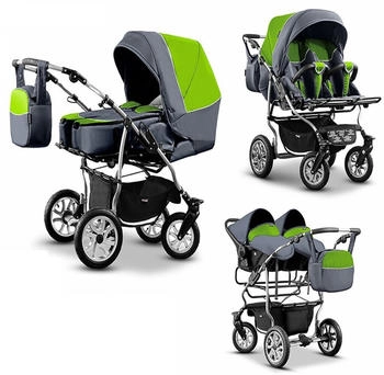 Baby Merc City Twin inkl. Autositz gr&uuml;n/grau