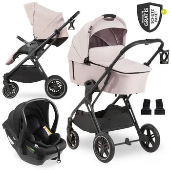 Hauck Vision X Trio Set inkl. i-Size Babyschale Drive N Care & XXL Zubeh&ouml;rpaket melange beige