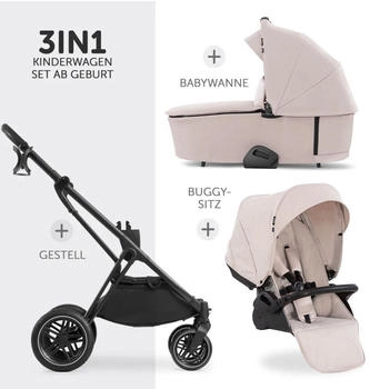 Hauck Vision X Trio Set inkl. i-Size Babyschale Drive N Care & XXL Zubehörpaket melange beige – Hauck Vision X Trio Set inkl. i-Size Babyschale Drive N Care & XXL Zubehörpaket melange beige - Flexibler Begleiter für junge Familien