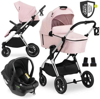 Hauck Vision X Trio Set inkl. i-Size Babyschale Drive N Care & XXL Zubeh&ouml;rpaket melange rose