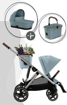 Cybex Gazelle S Kinderwagen inkl. Babywanne und Einkaufskorb stormy blue/taupe