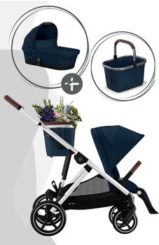 Cybex Gazelle S Kinderwagen inkl. Babywanne und Einkaufskorb stone grey/silver