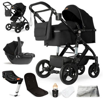 Bergsteiger Nizza 3in1 Kinderwagen inkl. Babyschale und Isofix Station black/black