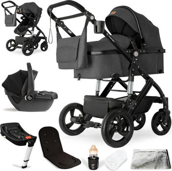Bergsteiger Nizza 3in1 Kinderwagen inkl. Babyschale und Isofix Station grey/black