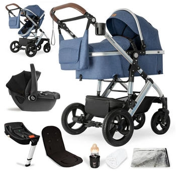 Bergsteiger Nizza 3in1 Kinderwagen inkl. Babyschale und Isofix Station blue/silver