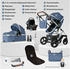 Bergsteiger Nizza 3in1 Kinderwagen inkl. Babyschale und Isofix Station blue/silver