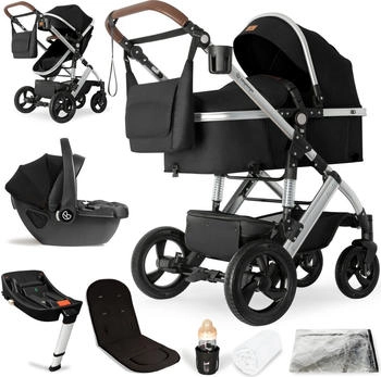 Bergsteiger Nizza 3in1 Kinderwagen inkl. Babyschale und Isofix Station black/silver