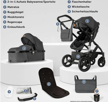 Bergsteiger Nizza 3in1 Kinderwagen grey/black – Anpassungsfähig für jede Situation