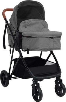 vidaXL 2-in-1 Kinderwagen Hellgrau und Schwarz Stahl