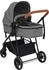 vidaXL 2-in-1 Kinderwagen Hellgrau und Schwarz Stahl