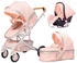 TPFLiving Kombi-Kinderwagen 3in1 Set Modell Lux 7 Stoff Pink