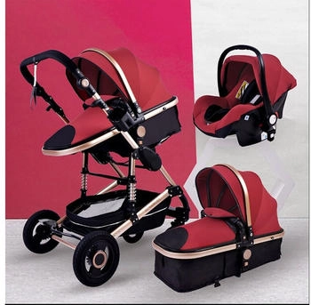 TPFLiving Kombi-Kinderwagen 3in1 Set Modell 2 Stoff Rot