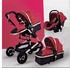 TPFLiving Kombi-Kinderwagen 3in1 Set Modell 2 Stoff Rot