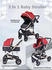 TPFLiving Kombi-Kinderwagen 3in1 Set Modell 2 Stoff Rot