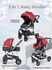 TPFLiving Kombi-Kinderwagen 3in1 Set Modell 2 Stoff Schwarz Gold