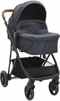 vidaXL 2-in-1 Kinderwagen Anthrazit und Schwarz Stahl