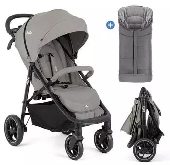 Joie Litetrax inkl. Fu&szlig;sack & Regenschutz pebble