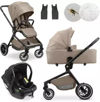 Hauck 3in1 Move N Care Trio Set inkl. Babyschale Drive N Care & XXL Zubehörset mocha