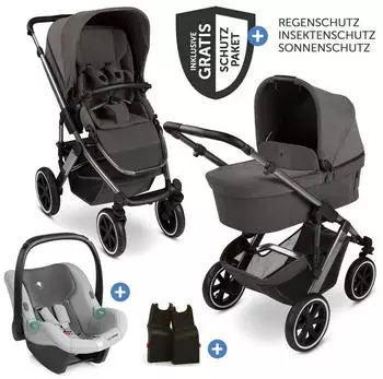 ABC Design 3in1 Kinderwagen-Set Salsa 5 Air inkl. Babywanne, Babyschale Tulip und Zubeh&ouml;rpaket almond